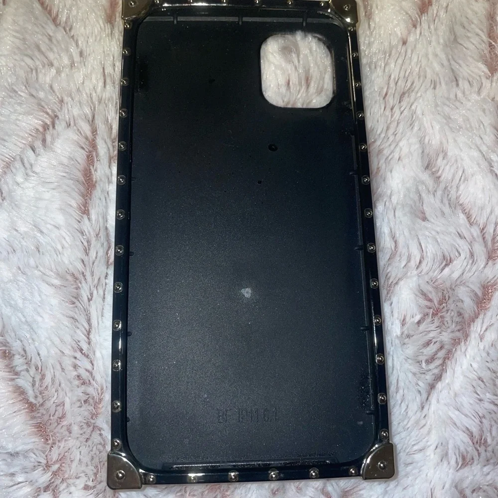 iPhone 11 Ultra Red Lips Kickstand Ring Holder Square Rivet Crystal Silicon Case